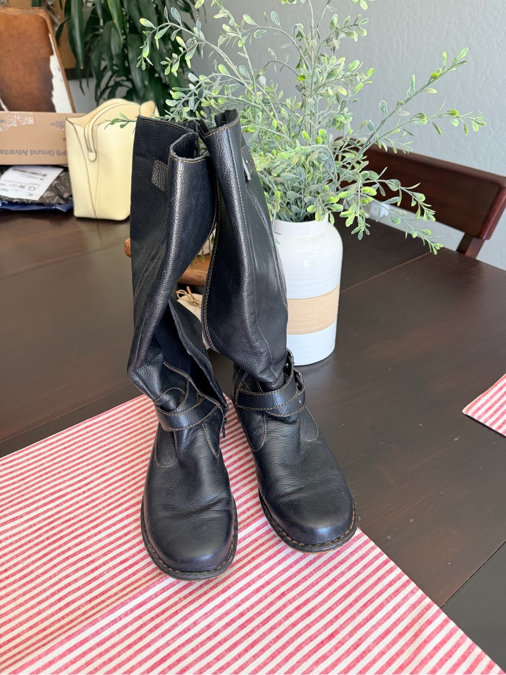 b.o.c. Black pebbled Leather Mid-Calf Boots